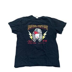 Women's T-Shirt Graphic Print Long Hair Don't Care Bands HS Black Large